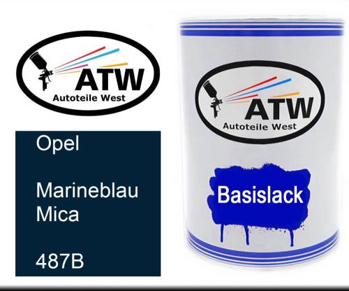 Opel, Marineblau Mica, 487B: 500ml Lackdose, von ATW Autoteile West.